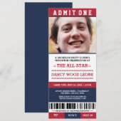 Uitnodigingen voor vrijgezellenfeest met sporttick (Voorkant / Achterkant)