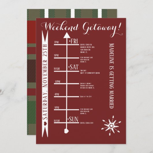 Uitnodigingen voor vrijgezellenweekend (Voorkant / Achterkant)