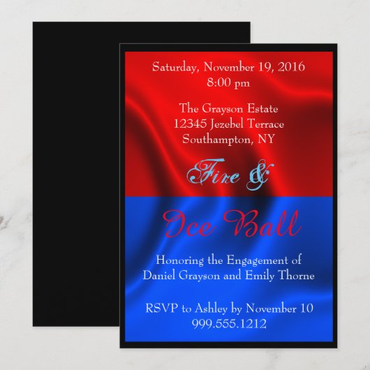 Uitnodigingen voor vuur en ijsballen (Voorkant / Achterkant)