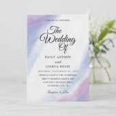 Uitnodigingen voor wasblauw en paarse bruiloft (Staand voorkant)