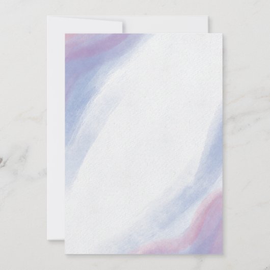 Uitnodigingen voor wasblauw en paarse bruiloft (Achterkant)