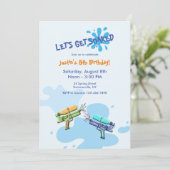 Uitnodigingen voor waterpistool-feestje (Staand voorkant)