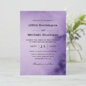 Uitnodigingen voor waterverf paarse wasbruiloft (Staand voorkant)