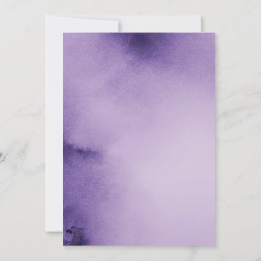 Uitnodigingen voor waterverf paarse wasbruiloft (Achterkant)