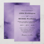 Uitnodigingen voor waterverf paarse wasbruiloft (Voorkant / Achterkant)