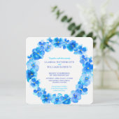 Uitnodigingen voor waterverf van blauwe pantserblo (Staand voorkant)