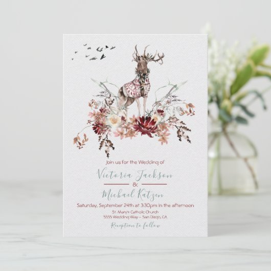 Uitnodigingen voor Waterverf van Woodland Winter W (Staand voorkant)