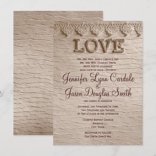 Uitnodigingen voor weddenschappen in het Rustic Co (Voorkant / Achterkant)