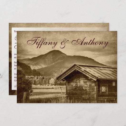 Uitnodigingen voor weddenschappen in het Rustic Co (Voorkant / Achterkant)
