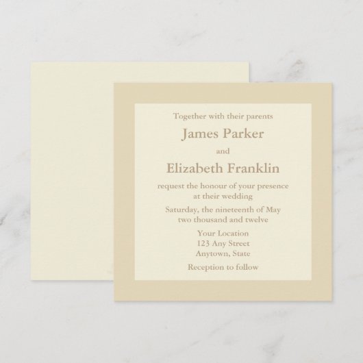 Uitnodigingen voor weddenschappen op het Ecru- of  (Voorkant / Achterkant)