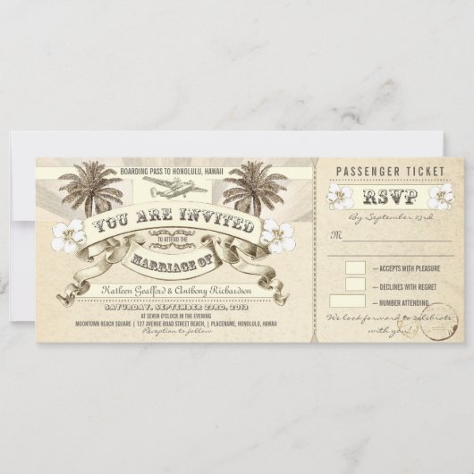 Uitnodigingen voor Wedding Boarding Pass (Voorkant)