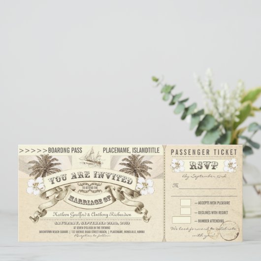 Uitnodigingen voor Wedding Boarding Pass (Staand voorkant)