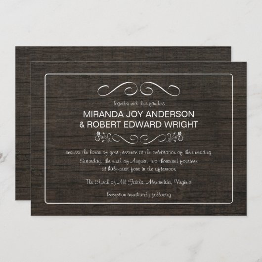 Uitnodigingen voor weduwen van Rustic (Voorkant / Achterkant)