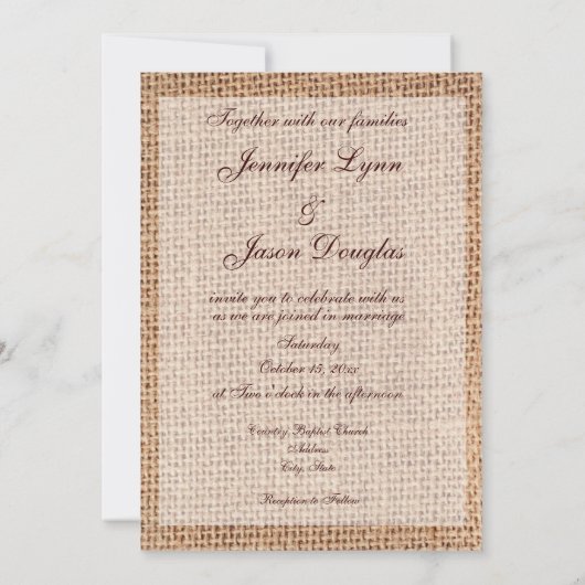 Uitnodigingen voor weduwschap tussen Rustic Countr (Achterkant)