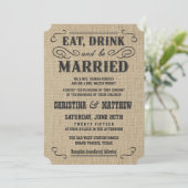 Uitnodigingen voor Westerne bruiloft in Rustic Bur (Staand voorkant)