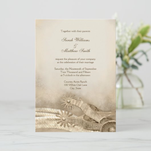 Uitnodigingen voor Westerne bruiloft in Rustic Cou (Staand voorkant)