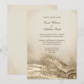 Uitnodigingen voor Westerne bruiloft in Rustic Cou (Voorkant / Achterkant)