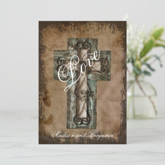 Uitnodigingen voor Westerne bruiloft in Rustic Cou (Staand voorkant)