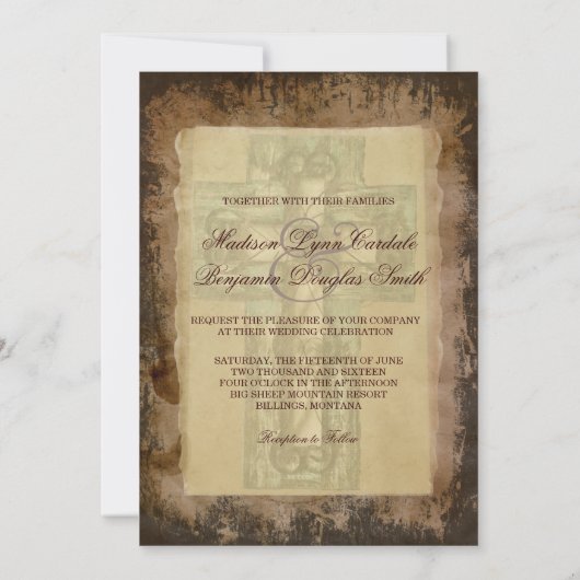 Uitnodigingen voor Westerne bruiloft in Rustic Cou (Achterkant)