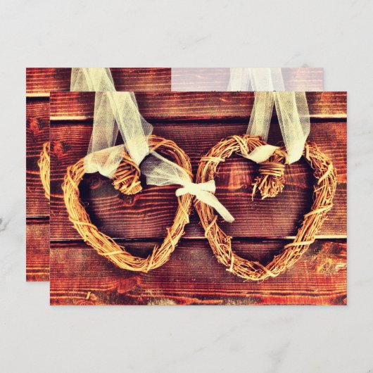 Uitnodigingen voor Westerne harten in het Rustic C (Voorkant / Achterkant)