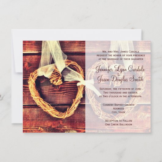 Uitnodigingen voor Westerne harten in het Rustic C (Achterkant)