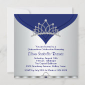 Uitnodigingen voor White en Royal Blue Quinceanera (Achterkant)