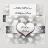 Uitnodigingen voor White Heart Engagement Party (Voorkant / Achterkant)