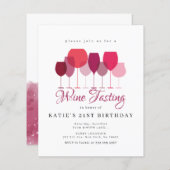 Uitnodigingen voor wijnproeverij met budget (Voorkant / Achterkant)