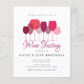 Uitnodigingen voor wijnproeverij met budget (Voorkant)