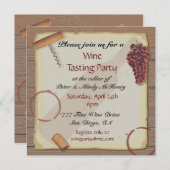 Uitnodigingen voor wijnproeverij op papier in vint (Voorkant / Achterkant)
