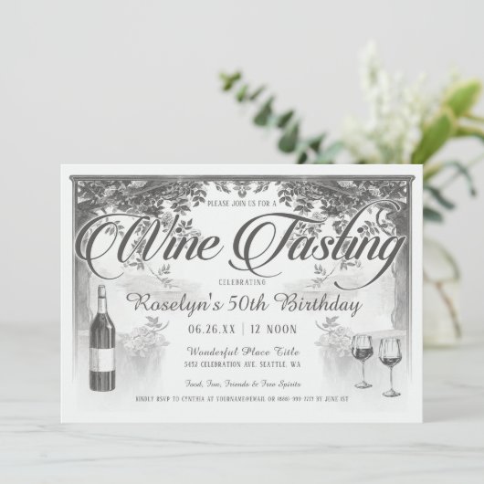 Uitnodigingen voor wijnproeverijen (Staand voorkant)