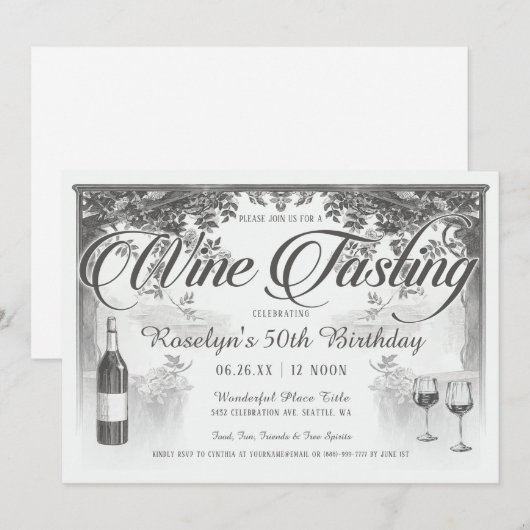 Uitnodigingen voor wijnproeverijen (Voorkant / Achterkant)