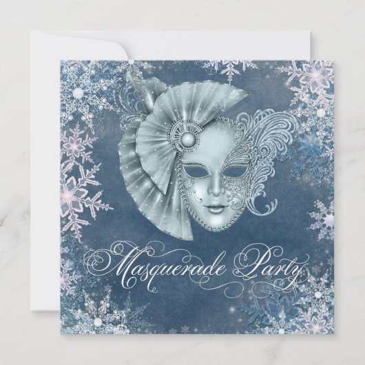 Uitnodigingen voor Winter Wonderland Maskeradefees (Voorkant)