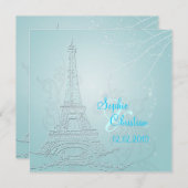 Uitnodigingen voor winterbruiloft in Parijs (Voorkant / Achterkant)