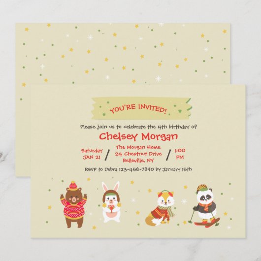 Uitnodigingen voor wintervrienden (Voorkant / Achterkant)