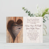 Uitnodigingen voor Wooden Heart Wedding in Rustic  (Staand voorkant)