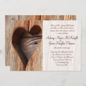 Uitnodigingen voor Wooden Heart Wedding in Rustic  (Voorkant / Achterkant)