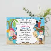 Uitnodigingen voor zeemeermin en piratenverjaardag (Staand voorkant)