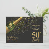 UITNODIGINGEN VOOR ZIJN 50E VERJAARDAG - CHAMPAGNE (Staand voorkant)