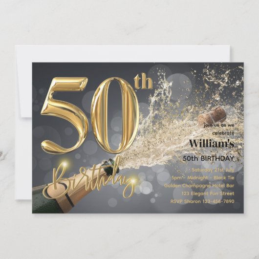 UITNODIGINGEN VOOR ZIJN 50E VERJAARDAG - GOUD CHAM (Voorkant)