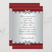 Uitnodigingen voor zilveren en rode cocktail (Voorkant / Achterkant)
