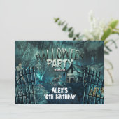 Uitnodigingen voor Zombie Begraafplaats Halloween  (Staand voorkant)