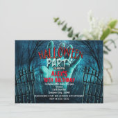 Uitnodigingen voor Zombie Halloween Kostuumfeest (Staand voorkant)
