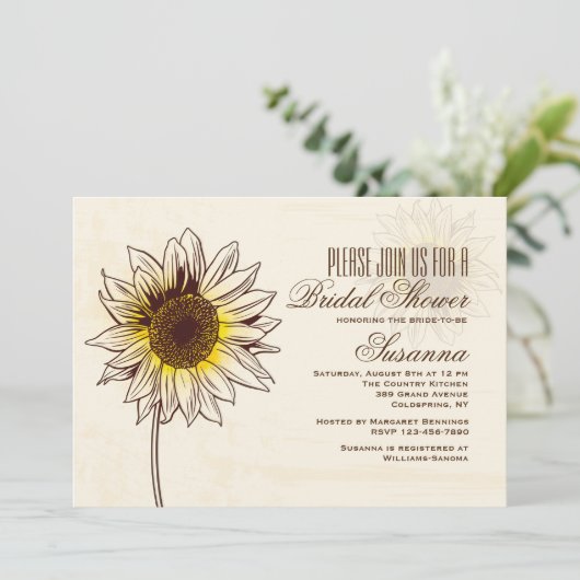 Uitnodigingen voor zonnebloemen (Staand voorkant)