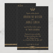 Uitnodigingen voor zwart en goudhuwelijk (Voorkant / Achterkant)
