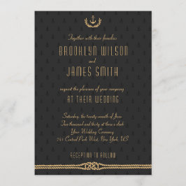 Uitnodigingen voor zwart en goudhuwelijk