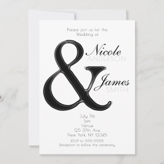 Uitnodigingen voor zwart-wit en zwart-withuwelijk (Voorkant)