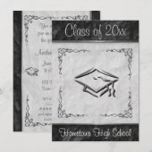 Uitnodigingen voor zwart-wit studeren (Voorkant / Achterkant)