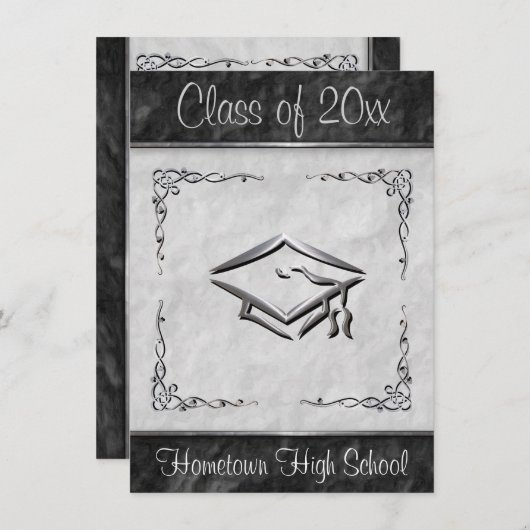 Uitnodigingen voor zwart-wit studeren (Voorkant / Achterkant)