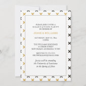 Uitnodigingen voor zwarte en Gold Modern Graduatio (Achterkant)